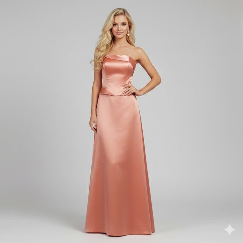 Satin Coral Dress with Matching Shawl